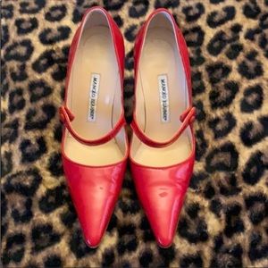 Manolo Blahnik patent leather Mary Jane’s